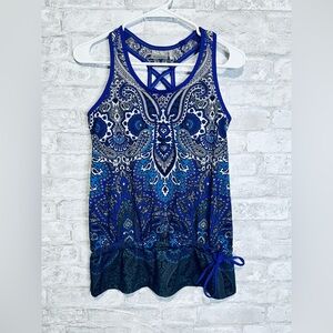Athleta Tic Tac Toe Paisley Support Tank/TinkerTank Size Small Blue/Purple print